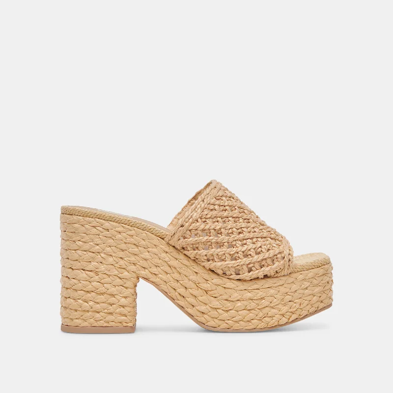 LISHA HEELS LT NATURAL RAFFIA