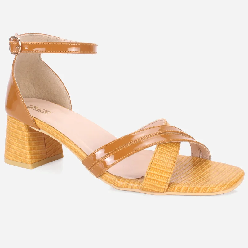 Womens "ESTEIA" Block Heeled Summer Sandals