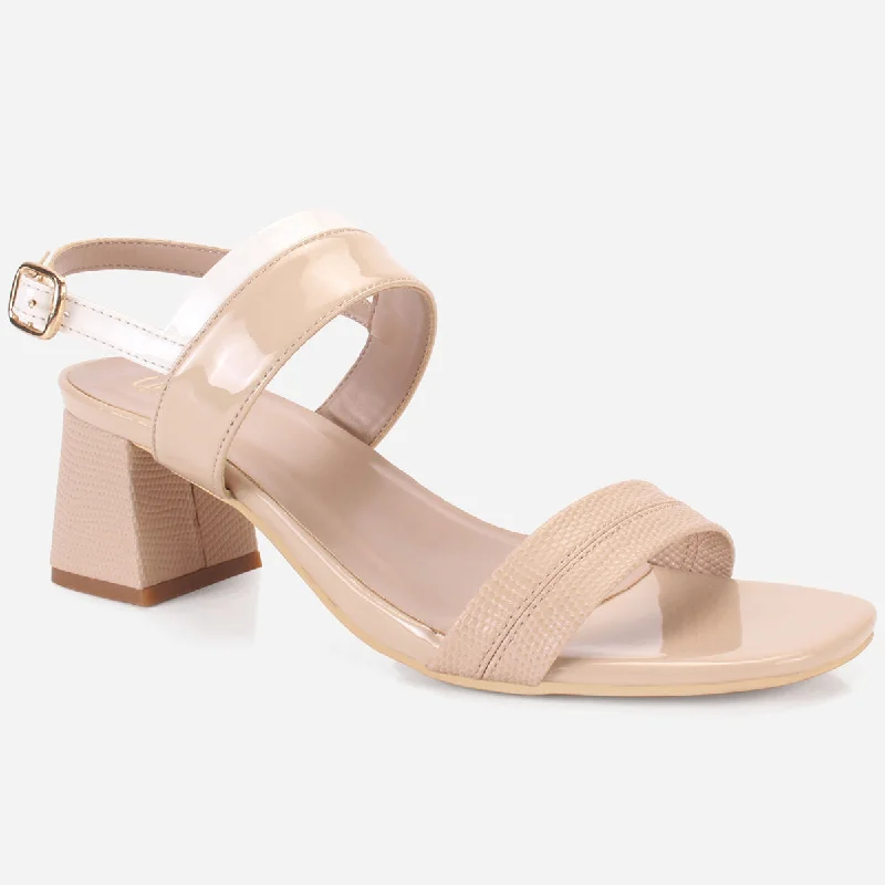 Womens "GLAZIA" Patent Block Heel Sandals