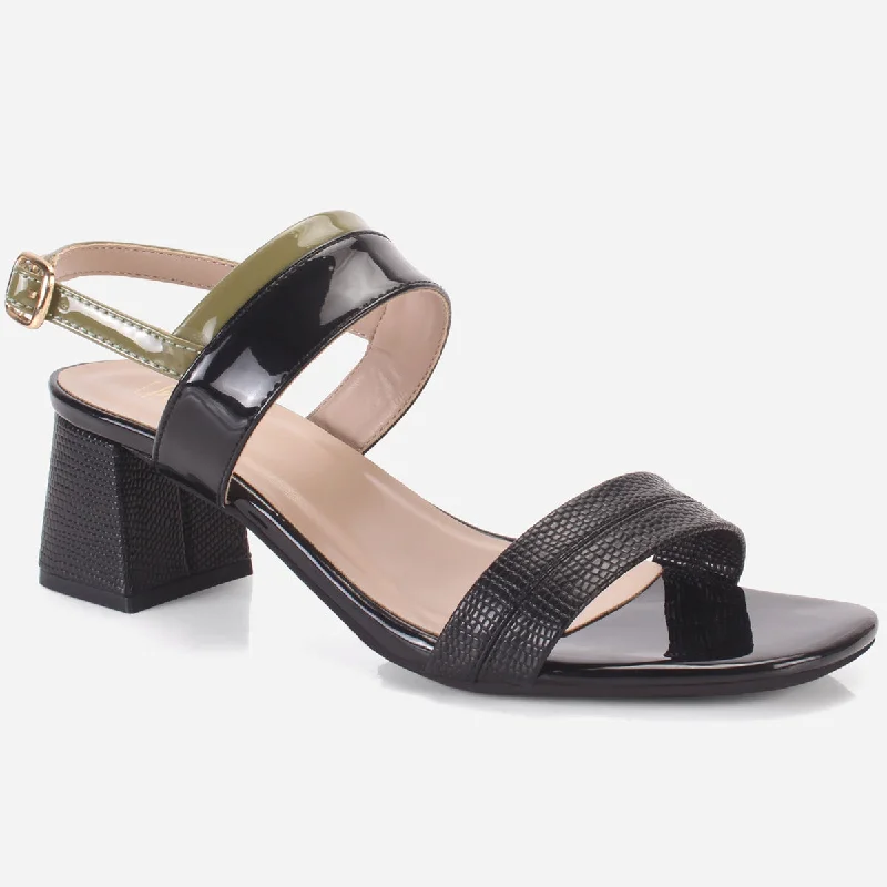 Womens "GLAZIA" Patent Block Heel Sandals