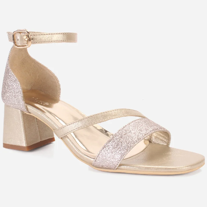 Womens "KAPUA" Shimmery Block Heel Sandals