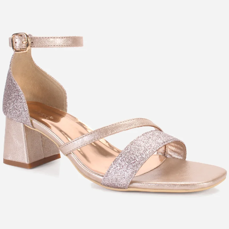 Womens "KAPUA" Shimmery Block Heel Sandals