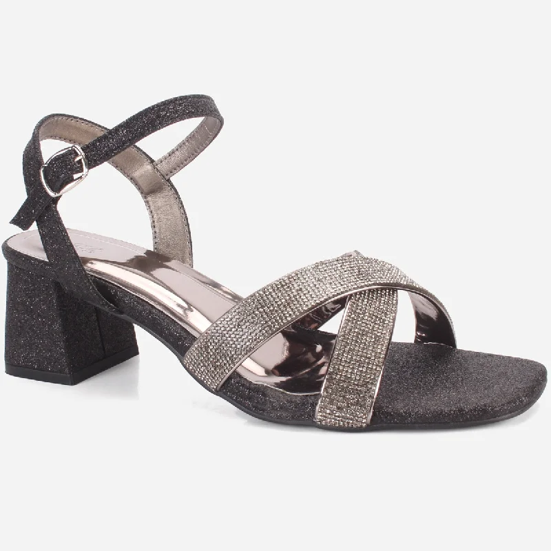 Womens "TANIT" Glittery Crossover Strap Sandals