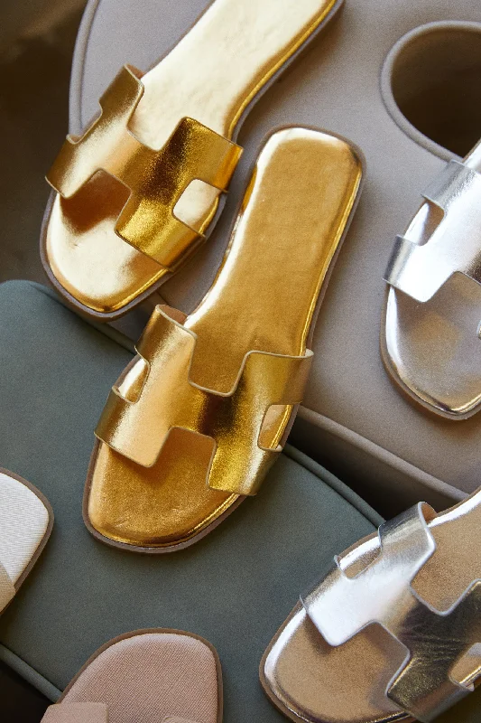 Bianka Slip On Sandals - Gold