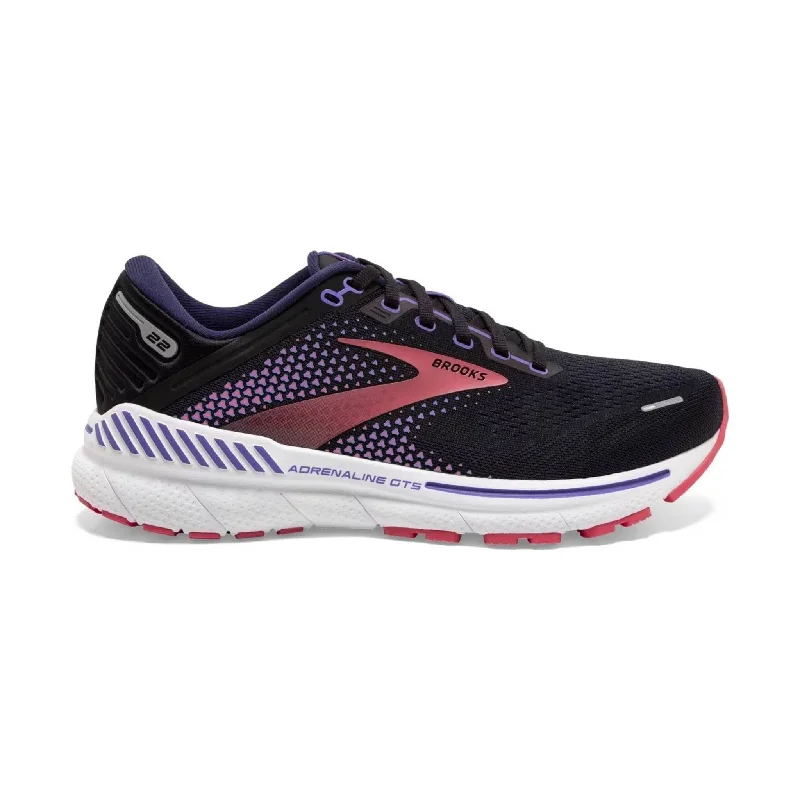 Brooks Women's Adrenaline GTS 22 Road Running Shoes - Black/Purple/Coral