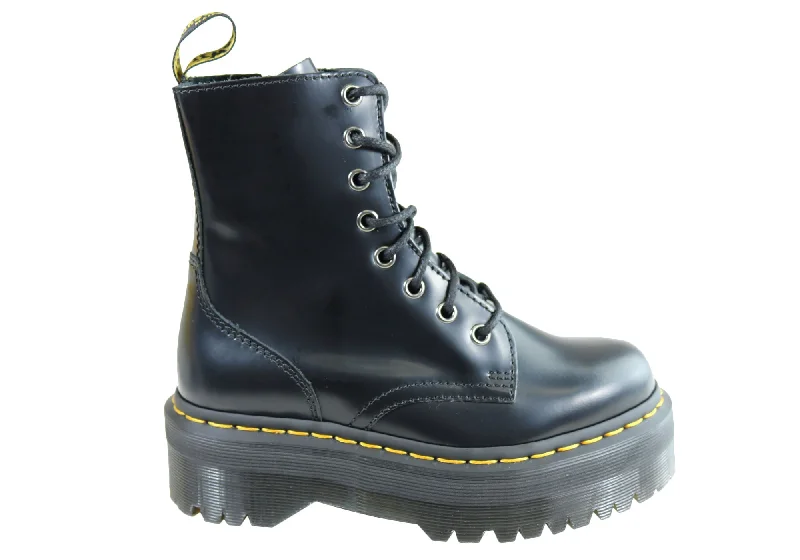 Dr Martens Jadon Black Polished Womens Fashion Lace Up Boots