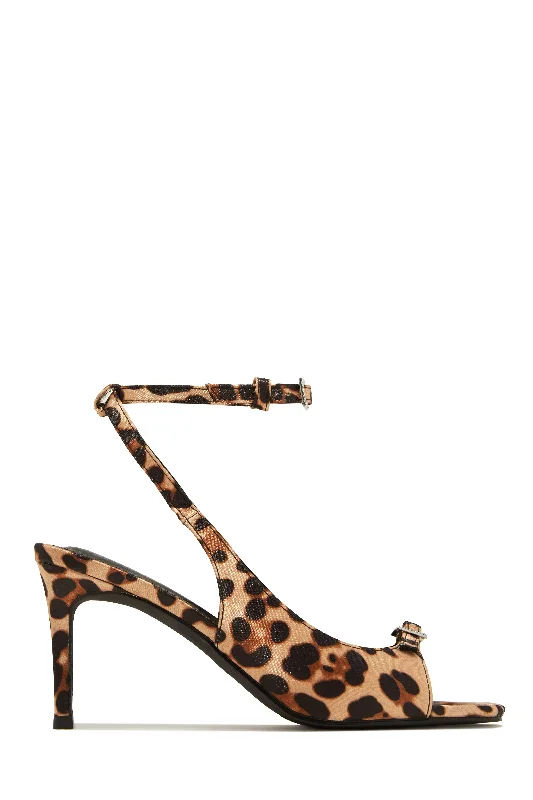 Ella Peep Toe Single Sole Heels - Leopard