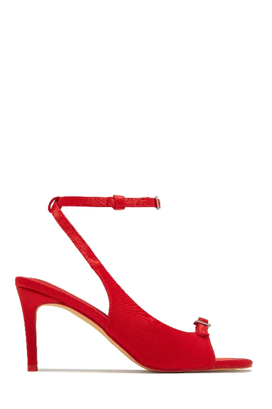 Ella Peep Toe Single Sole Heels - Red