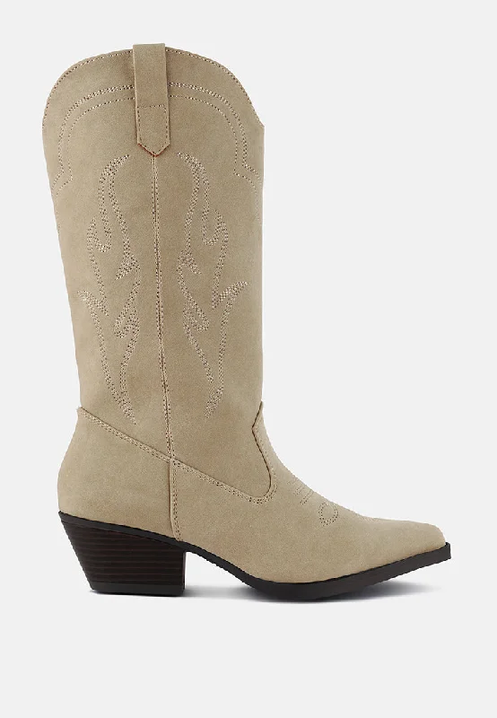 Ginni Embroidered Calf Boots