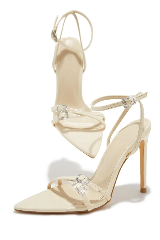 Glamorous Party Embellished High Heels - Bone