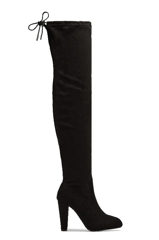 No Boundaries Over The Knee Block Heel Boots - Black