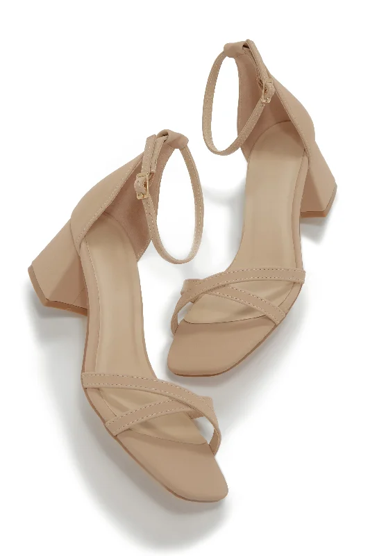 Rae Block Mid Heels - Nude