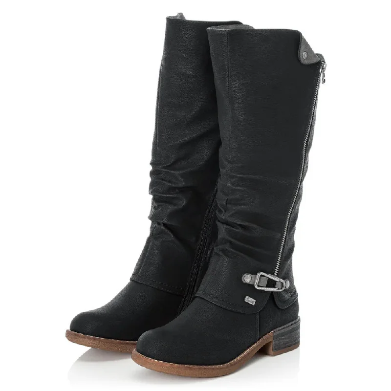 Rieker Fabrizia 52 Black Tex Tall Boot (Women's)