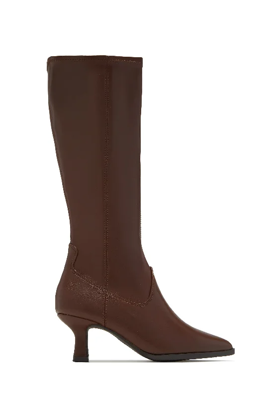 Roxanna Kitten Heel Boots - Brown