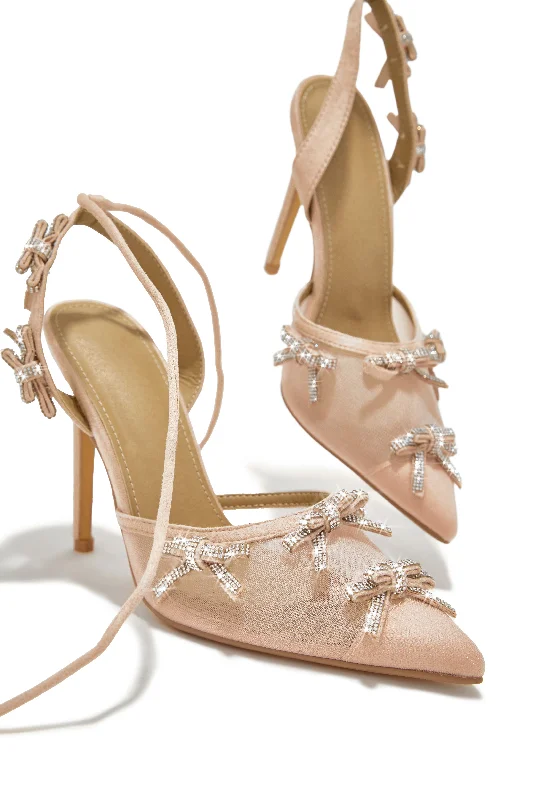 Special Weekend Lace Up Pump Heels - Nude