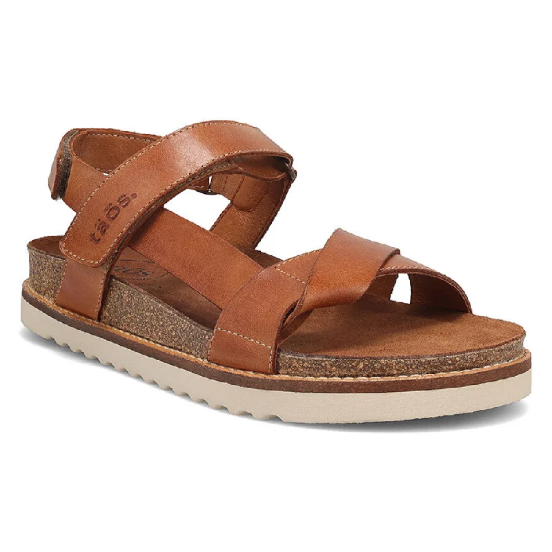 Taos Sideways Caramel Leather Sandal (Women's)