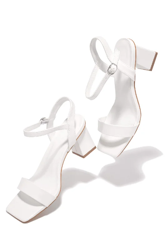 Violet Block Mid Heels - White