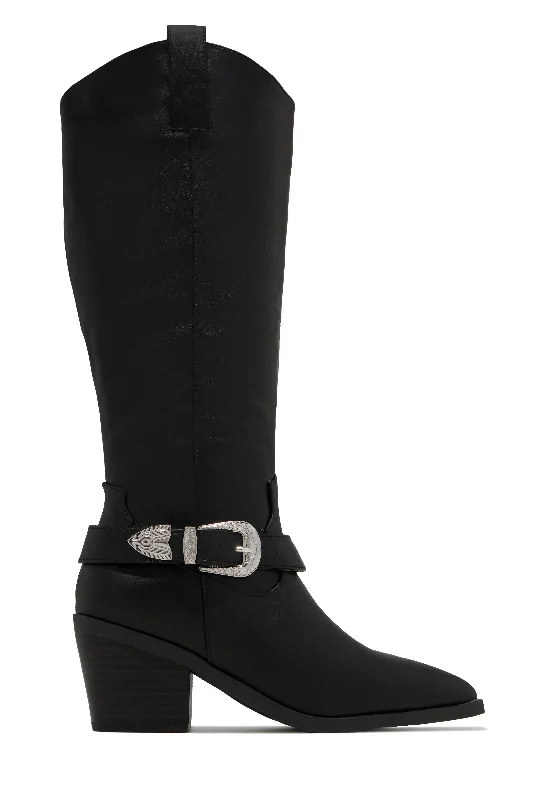 Zelia Western Cowgirl Boots - Black